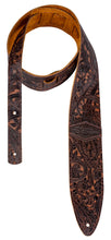 Load image into Gallery viewer, Luna Paisley Embossed Leather Guitar Strap
