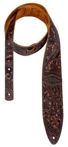 Luna Paisley Embossed Leather Guitar Strap